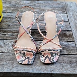 BP. Snakeskin Heeled Sandals